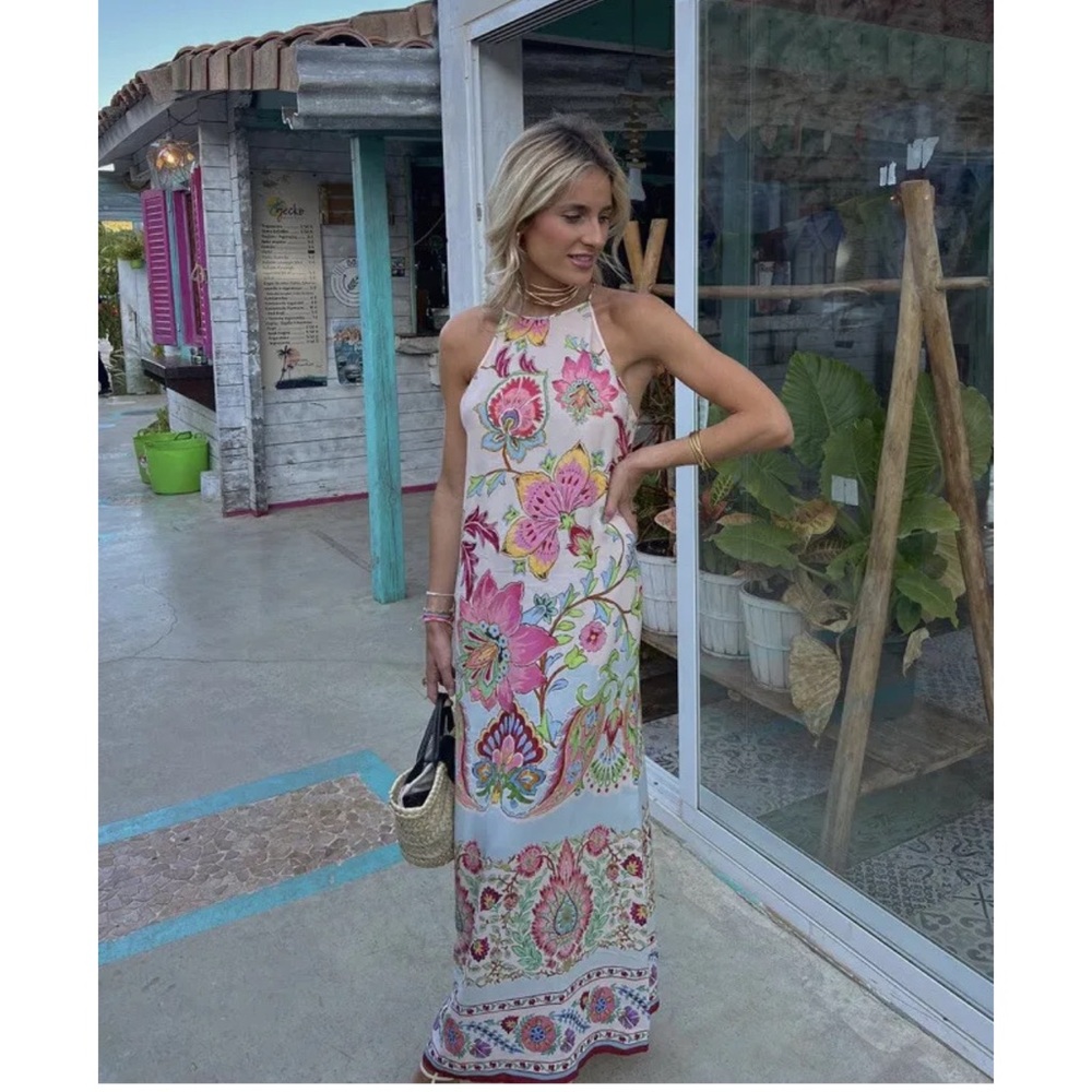 NWT ZARA BLOGGER FAVE FLOWING PRINTED MAXI DRESS - Picture 6 of 17